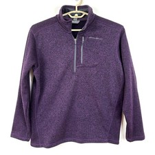 Eddie Bauer Radiator Sweater Fleece Quarter-Zip Pullover heather purple Medium