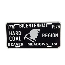 VTG 1776 1976 HARD COAL REGION Beaver Meadows Bicentennial Pa. Car License Plate