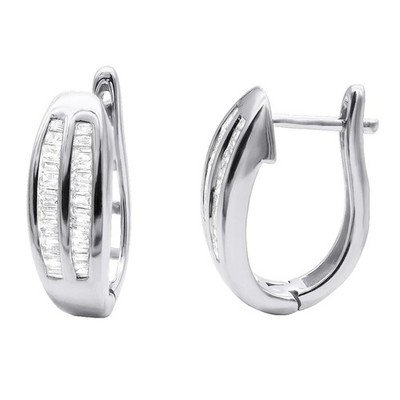 Massive Gold Baguette Diamant Ohrringe Creolen 1/2ct für Herren und Damen