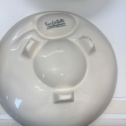 Vintage Sur La Table Portugal White Majolica Footed Artichoke Plates w/Dip Dish - Picture 5 of 6