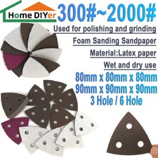 Red Wet & Dry Triangle Foam Sanding sponge Sandpaper 3/6 Hole Poli Flocking Disc