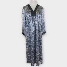 Oscar de la Renta Pink Label Animal Print Kaftan Robe Women’s S Black Gray
