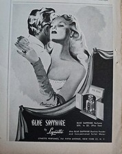 1944 Blue Sapphire Perfume by Lynette vintage Romantic art vintage Ad 