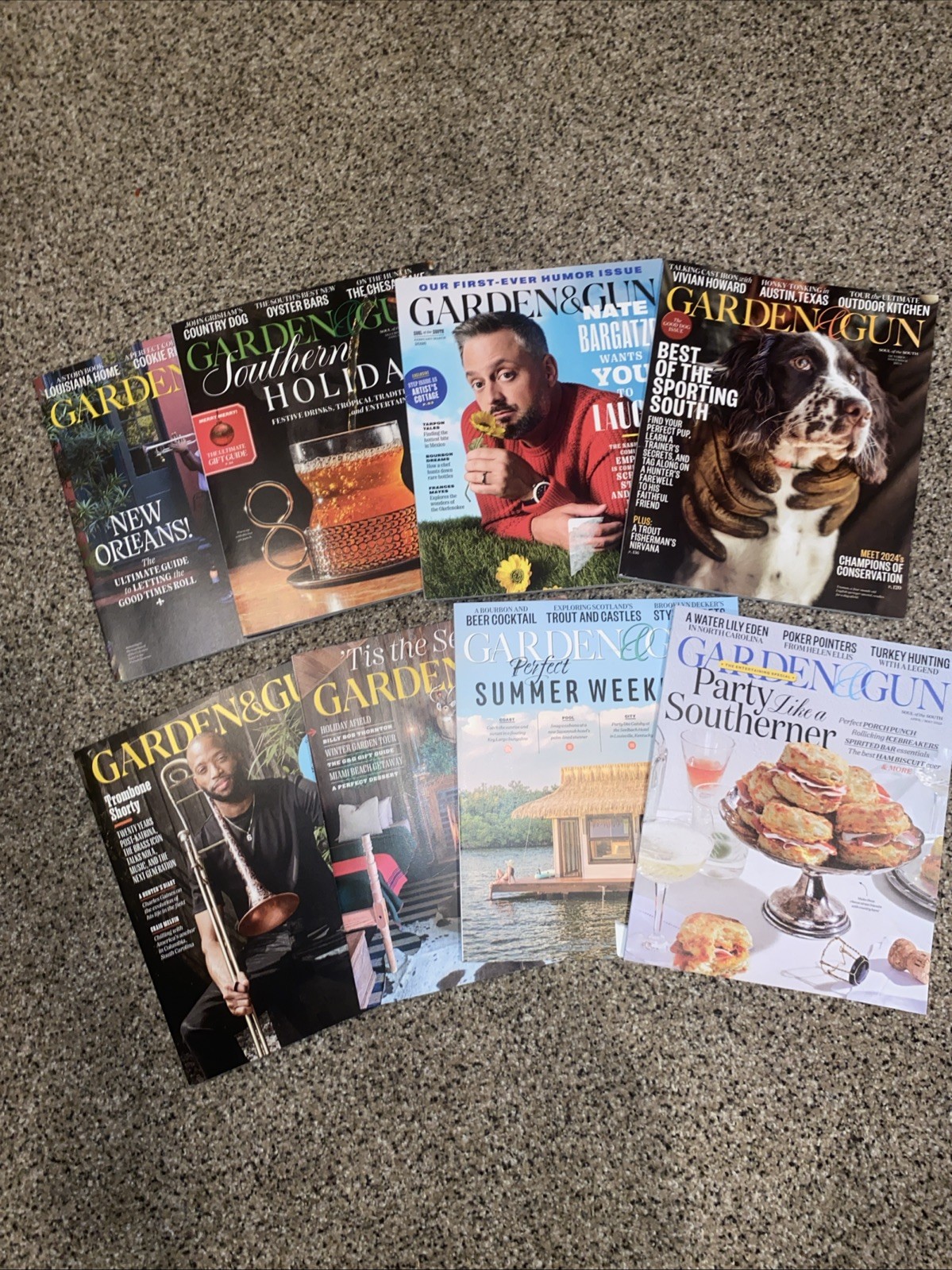 Garden and Gun Magazine Lot Of 8 2024-25 Issues Hunting Dogs Cooking Outdoors