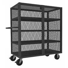 Dual-Latch Welded Mesh Security Cart With Fixed Shelves,  2, 000 Lb Capacity,