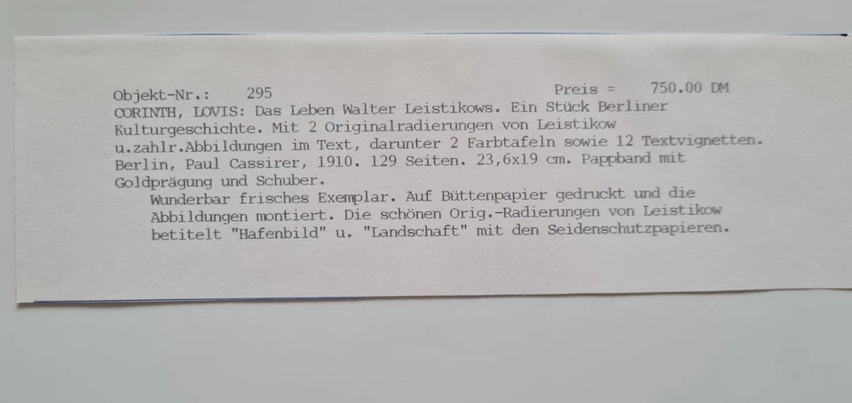 WALTER LEISTIKOW 2 x Originalradierung Buch Lovis Corinth Das Leben Berlin 1910 - Bild 3 von 4