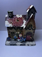 Vintage Metal Christmas Holiday House Tealight Candle Holder