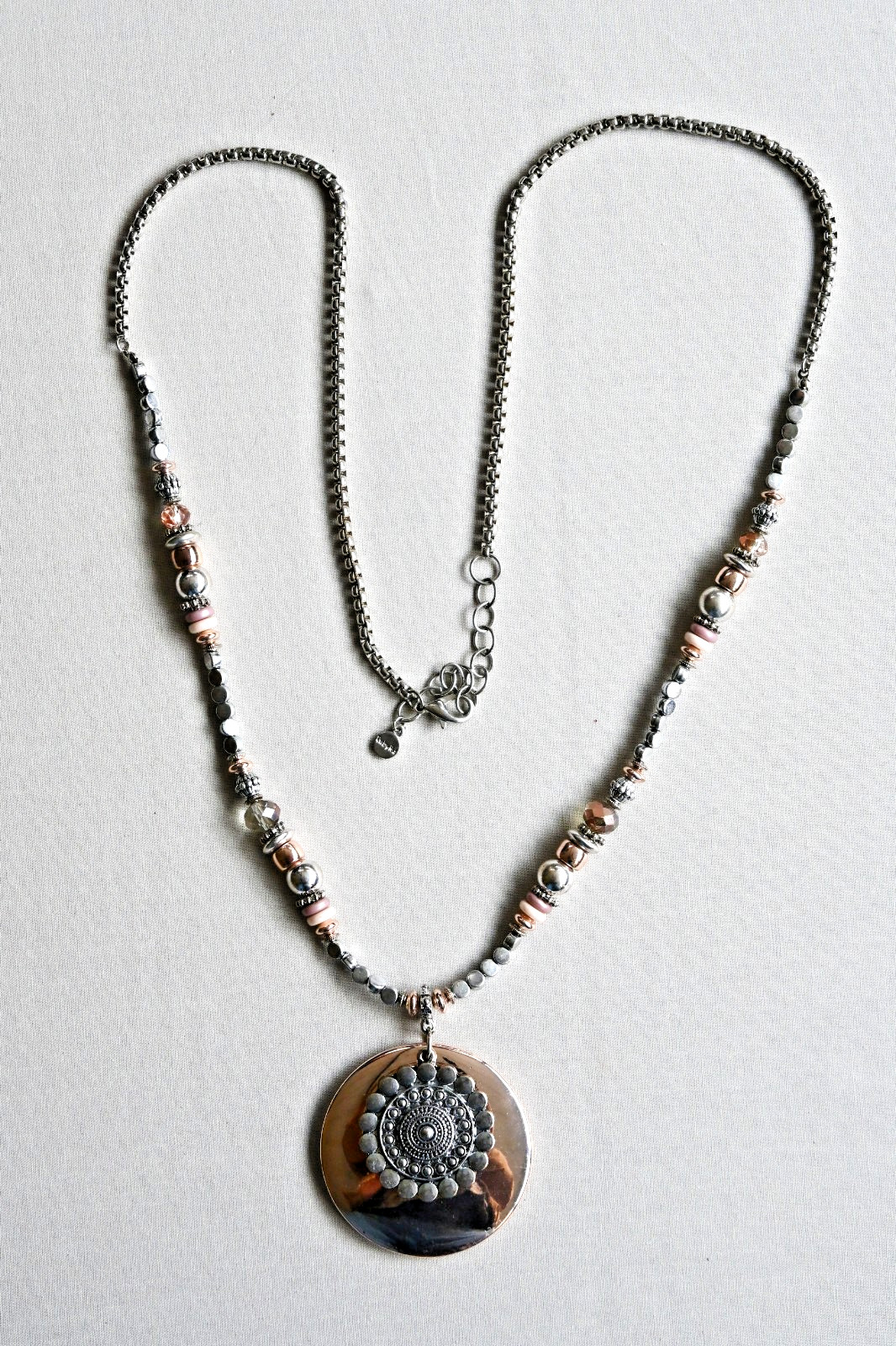 Ruby Rd Silver Tone Beaded Chain Statement Pendan… - image 2