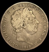 1818 LIX Crown George III British Silver Coin