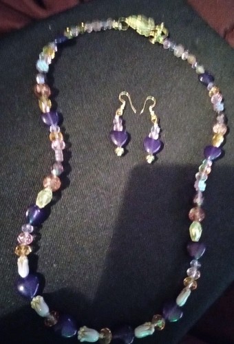 Artist 22" Tulip,jade Hearts,Flowers Crystals ,Purple. Lavender, Pink Set - Picture 2 of 7