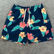 Chubbies Mens Swim Trunks M Navy Floral 7" Inseam Lined Beach Mesh Drawstring
