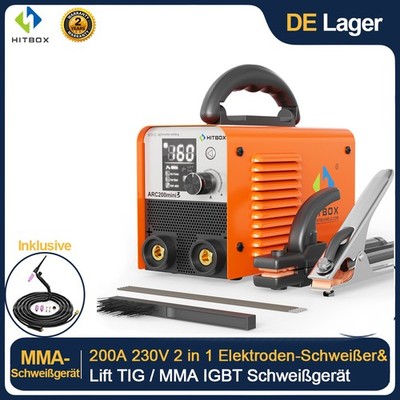 HITBOX 200A Mini ARC Schweißgerät DC 230V E-Hand MMA Schweißgerät &TIG-Brenner