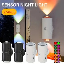 2/4Pcs Motion Sensor LED Night Light Rechargeable Magnetic Wall Lamp 8 Colors
