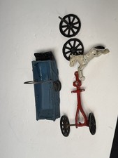 PARTS - Cast Iron Toys - Wagon, axle and wheels , one horse