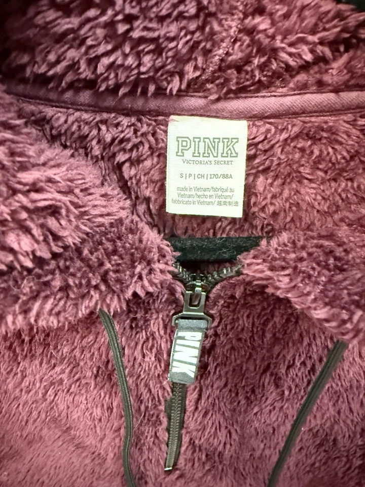 PINK Victoria's Secret Pullover Womens Small Sherpa Fleece Faux Fur Jacket Cozy - Image 2 of 4