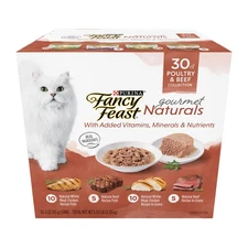 Purina Fancy Feast Gourmet Naturals Wet Cat Food Variety Pack Poultry & Beef 30 