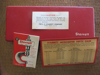 VINTAGE STARRETT NO 440 Depth Micrometer 0 - 3  Ratchet 2 Rods and Wrench