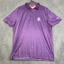 Redvanly The Club at Snoqualmie Ridge Shirt Mens Large Purple Golf Polo Floral