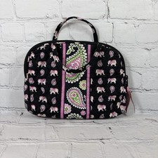 Vera Bradley Lined Make-up Cosmetic Bag With Handles Pink Elephant Print