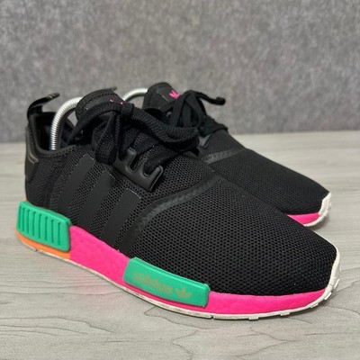 Adidas NMD R1 Sneakers Womens 8.5 Black Shock Pink Neon Green Boost Running