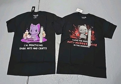TeeTurtle Cats Dark Crafts Anti-murder Juice T-Shirt 2pc SZ Medium (EE)