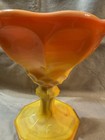 Vintage LE Smith Bittersweet Dominion Orange Slag Glass Pedestal Compote - Rare — photo 9
