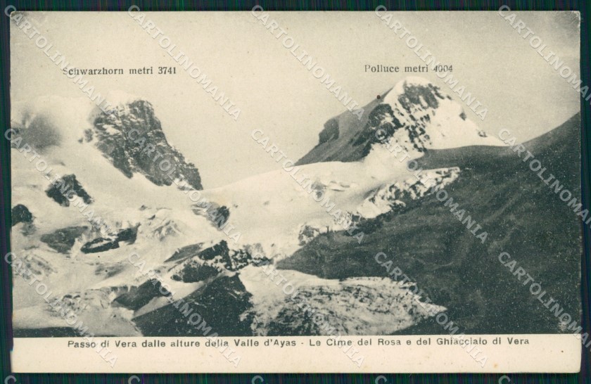 Aosta Valle d'Ayas Cime del Monte Rosa Ghiacciaio Vera cartolina MT2753