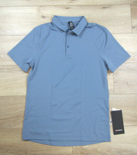 NEW LULULEMON MENS SHOWZERO POLO SHIRT MEDIUM BLUE PIQUE M