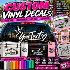 Custom Text Vinyl Lettering Sticker Decal Personalized -ANY TEXT - ANY NAME-