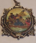 Vtg George Washington Crossing The Delaware Pendant Gold Tone NECKLACE 1976 2.5" — photo 1