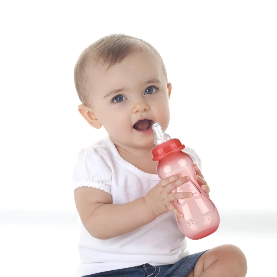 Nuby不含双酚 A 婴儿奶瓶 3 件装非滴水乳头磨牙棒 10 盎司 — 第 4/4 张图片