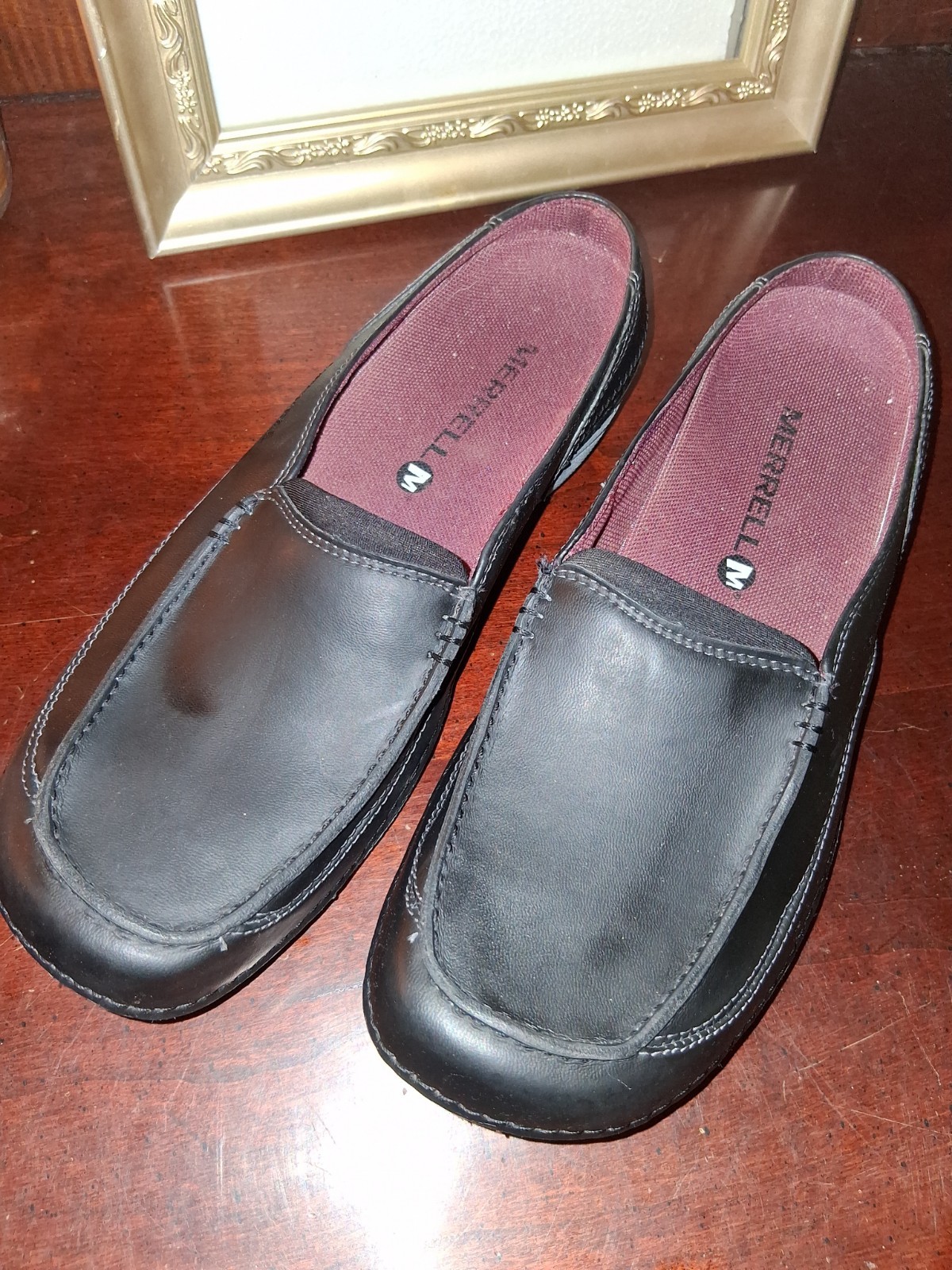 Scarpe comode donna Merrell slide mule in pelle nera misura 6 5 M