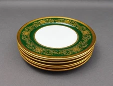 Aynsley England Imperial 193 Laurel Green Gold 8" Salad Plates Set Of 6