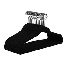 All Black Velvet Hangers 30 Pack,Premium Flocked Clothes 30-Pack Black/Black