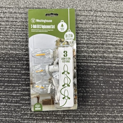 Westinghouse 3 Light Bulb on a String LED C7 Fuse 8 ft Christmas Tree Village