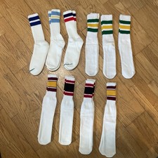 Vintage Lot Men's Striped Tube Socks Lot Of 10 Pairs