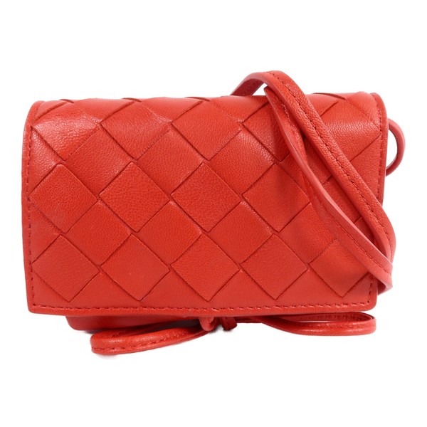 BOTTEGA VENETA Shoulder Bag Lambskin Leather Red