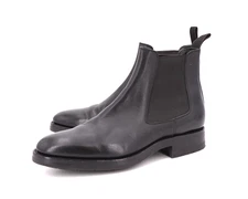 WORN 3x | $1270 SANTONI CHELSEA PULL UP BOOT BLACK LEATHER US 7 RUBBER OUTSOLE