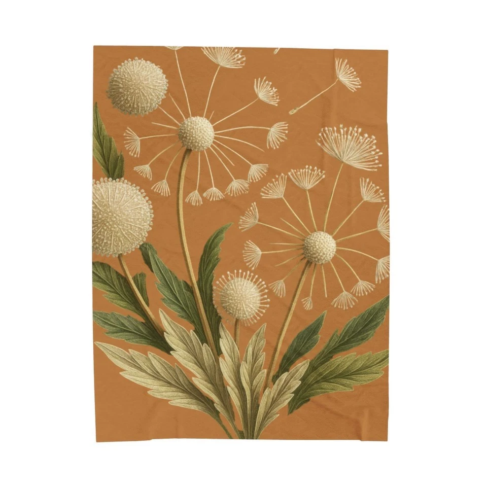 Almohadas botánicas grandes de diente de león, negras, marrones y terracota, grandes 50x60 Foto 3 de 4