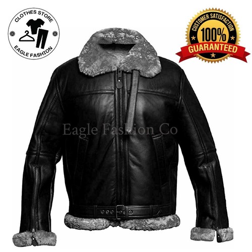 Mens and Women RAF Aviator Bomber Lambskin Fur Shearling stylish Leather jacket - Picture 4 of 6