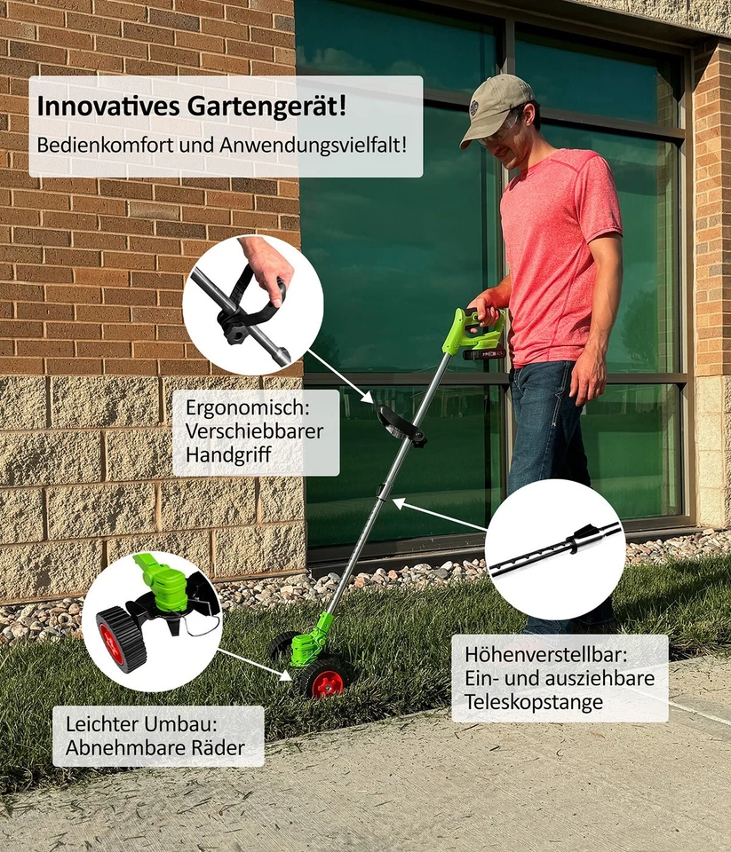 Genius Rotorazer Akku Rasentrimmer Rasenkantenschneider Freischneider  8 in 1 - Bild 2 von 4