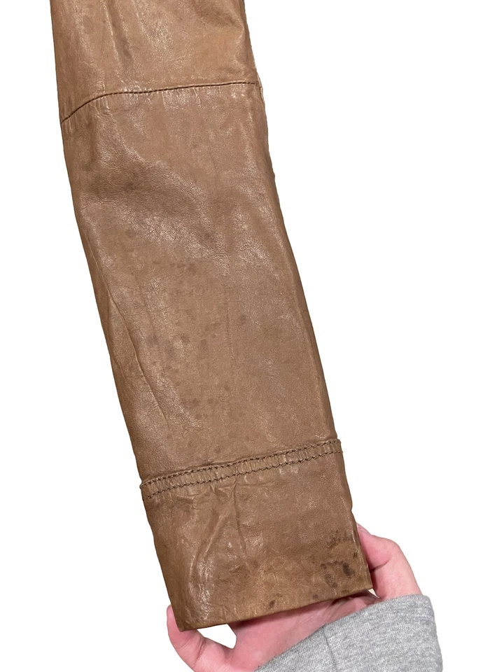 Chaqueta de moto de cuero marrón para mujer SUPERDRY LIMITED diseño británico Japón pequeña Foto 4 de 4