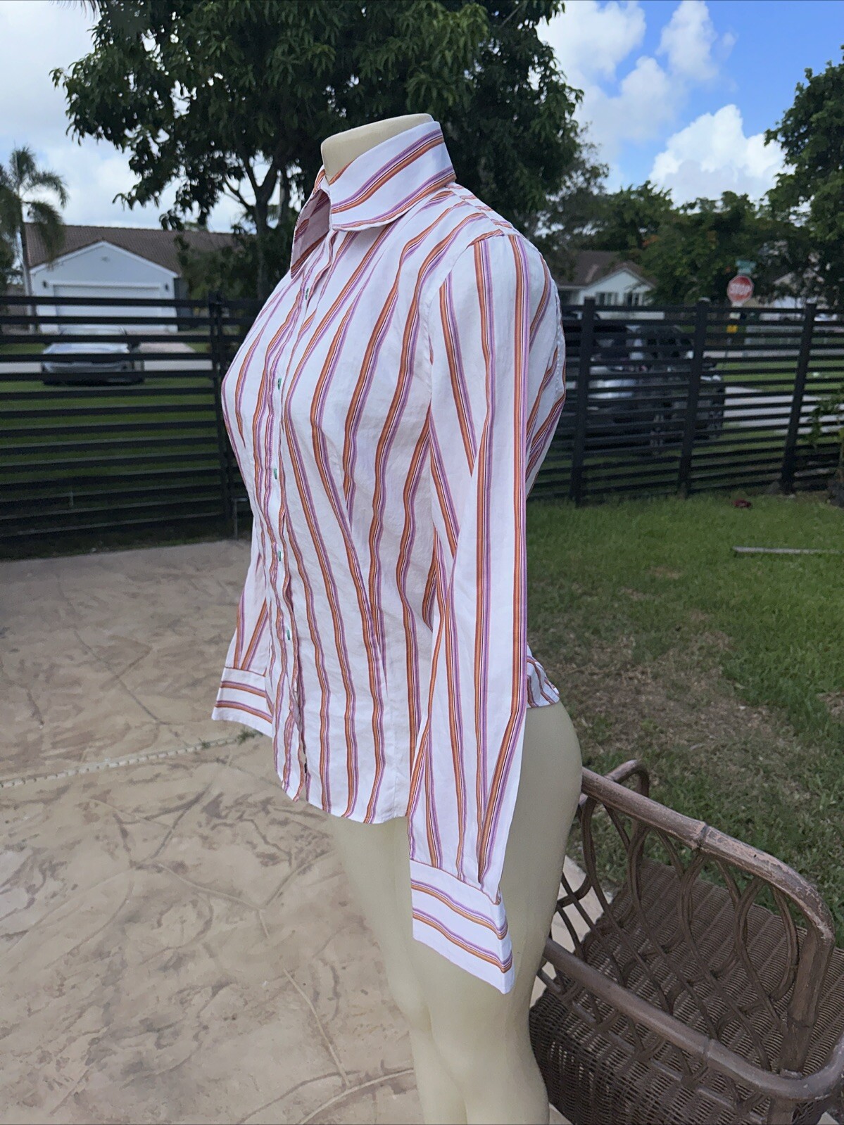 ETRO MULTI COLOR STRIPED BUTTON FRONT CASUAL SHIR… - image 6