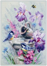 Garden Fountain Cross Stitch Kit by Magic Needle