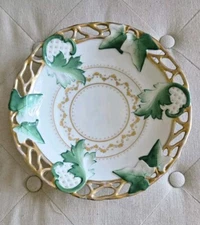 Rare Vintage KPM Hand Painted 10" Porcelain Plate-Gold Lattice Edge-Germany