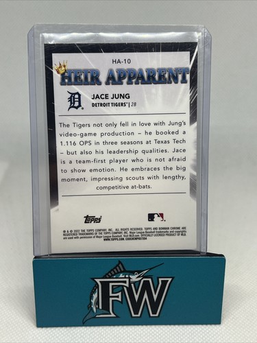 2022 Bowman Draft Jace Jung #HA-10 Heir Apparent Insert Detroit Tigers - Picture 2 of 2