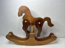  Vintage Small Hand Carved Wooden Rocking Horse 9  x11 1/2  