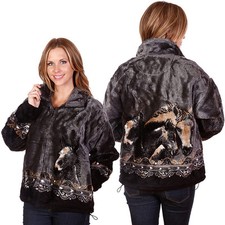 Nueva chaqueta polar de felpa Bear Ridge Outfitters caballos de peltre yegua y potro
