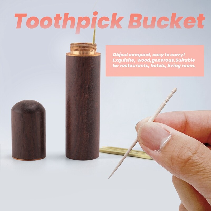 3PCS Portable Wood Toothpick Holder - Mini Box For Pocket Or Bag