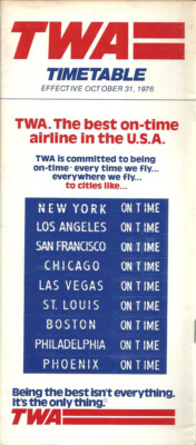 TWA Trans World Airlines system timetable 10/31/76 [4021] Buy 4+ save ...